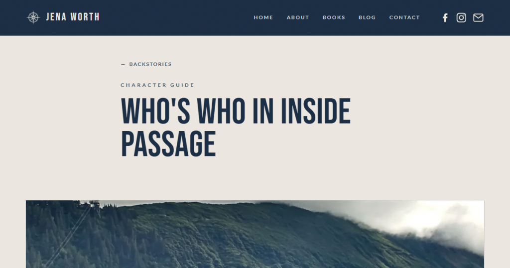 Character guide for Jena Worth's Alaska mystery novel Inside Passage