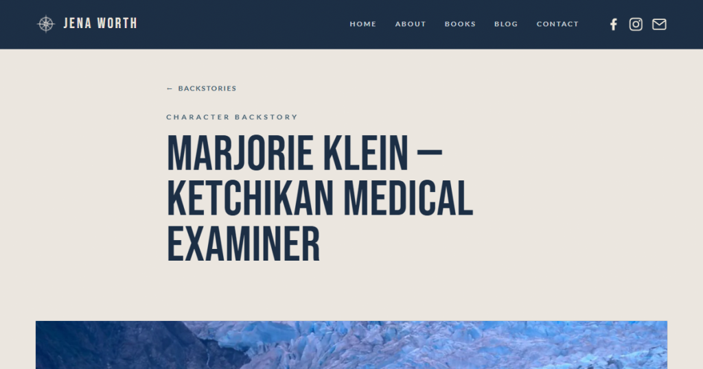 Marjorie Klein, the Ketchikan medical examiner in Jena Worth's Inside Passage